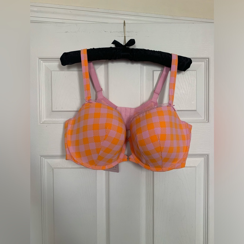 NWT Savage X Fenty Pink and Orange Gingham Bra - 42DDD